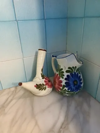 Jarrón y porrón antiguo cerámica pintada