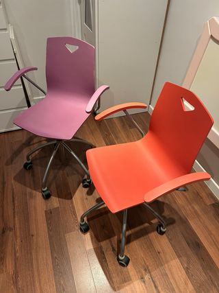 2 Sillas Estudio Madera y Ruedas