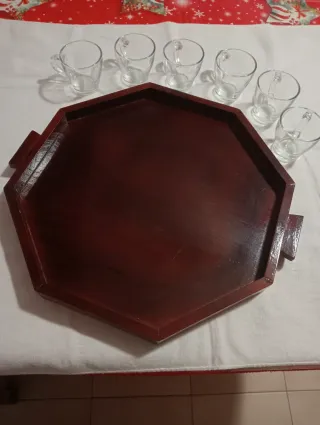 Set Vassoio Ottagonale con 6 Tazzine