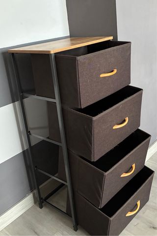 Mueble 4 cajones tela y madera