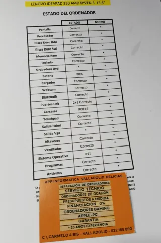 Lenovo Ideapad 330 Portátil 15,6 AMD Ryzen 3