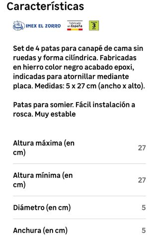 Somier 135x190 y juego de patas