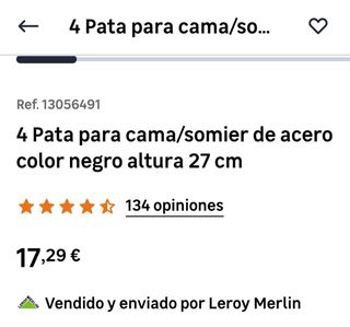 Somier 135x190 y juego de patas