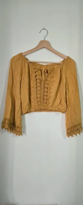 Blusa Crop Boho Chic Talla M