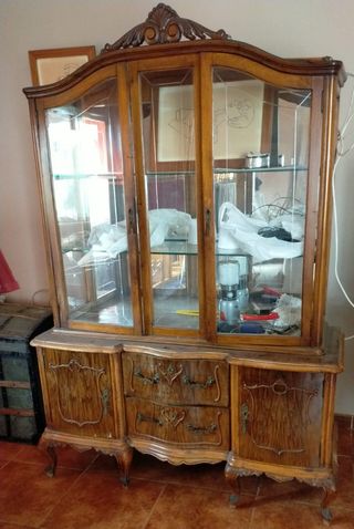 Mueble Comedor Antiguo Madera y Cristal