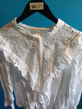 Blusa vintage bordada blanca talla M