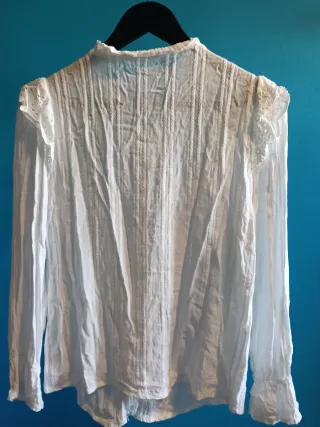 Blusa vintage bordada blanca talla M