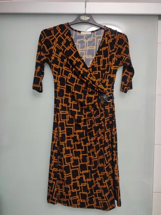 Vestido Promod Talla S Negro Naranja