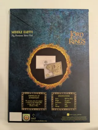 Onza Plata 35g 999 El Señor de los Anillos Mapa