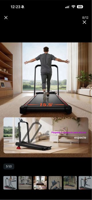 Cinta de correr plegable e inclinable