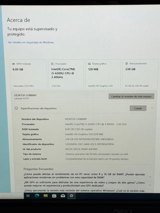 Dell Latitude E5570 “Táctil” i5 / 8Gb / 256Gb