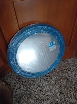 Specchio rotondo anni '70 blu