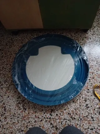 Specchio rotondo anni '70 blu