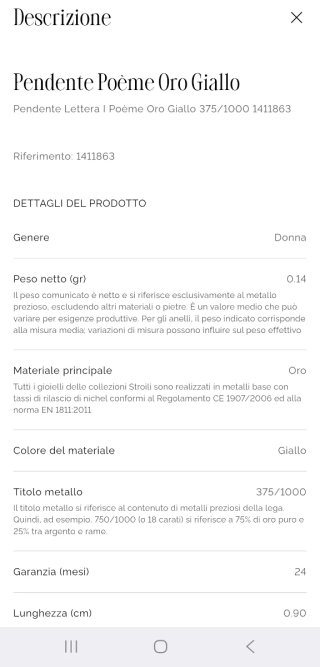 Ciondolo Stroili iniziale I oro