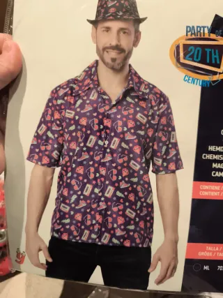 Camisa Disfraz Años 90 Talla M/L