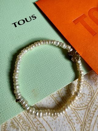Pulsera Tous perlas y oso oro