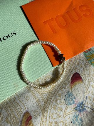 Pulsera Tous perlas y oso oro