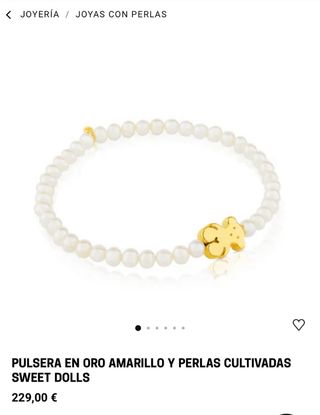 Pulsera Tous perlas y oso oro