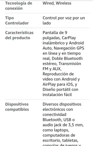 Pantalla Carplay Android Auto Inalámbrica