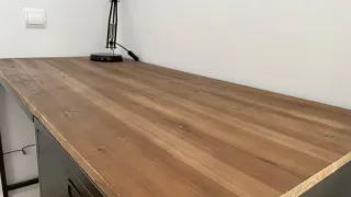 ESCRITORIO INDUSTRIAL DE METAL Y MADERA DE ABETO