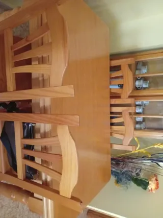 Mesa extensible pino macizo + 4 sillas