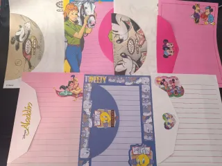 Lote Papel Carta y Sobres Disney