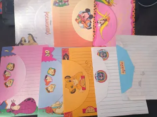 Lote Papel Carta y Sobres Disney