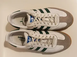Zapatillas Adidas Samba Blancas y Verdes. Talla 38