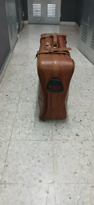 Maleta de viaje de piel con ruedas