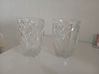 2 Jarrones Cristal Francés Diseño Diamante