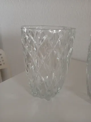 2 Jarrones Cristal Francés Diseño Diamante