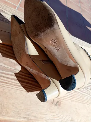 Botines Piel Beige y Negro