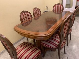 Mesa comedor extensible + 6 sillas retro