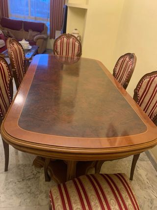 Mesa comedor extensible + 6 sillas retro