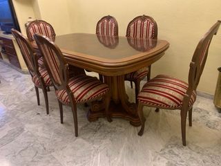 Mesa comedor extensible + 6 sillas retro