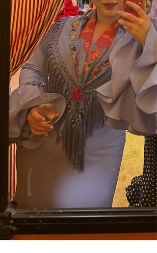 Vestido flamenca canastero azul