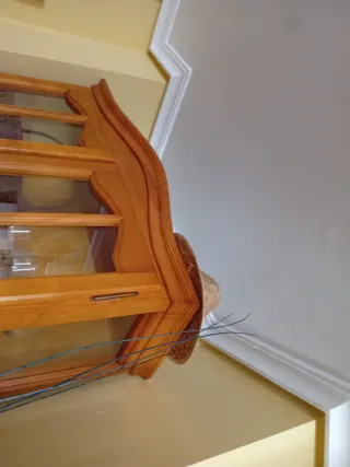 Vitrina de pino macizo con puertas de cristal