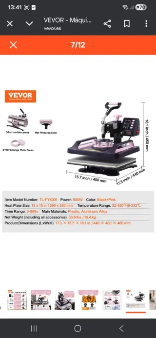 Máquina de sublimar 8 en 1