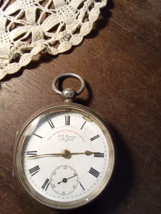 Reloj Bolsillo Plata Inglés Firmado