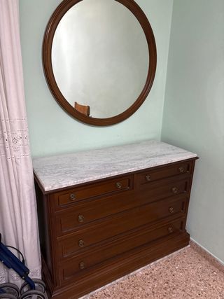 Cómoda Vintage con Espejo y Mármol
