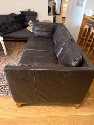 Sofá de piel marrón 3 plazas