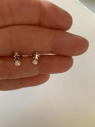 Pendientes bebé plata y perla