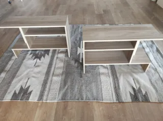 2 Mesas Auxiliares Madera Beige/Marrón