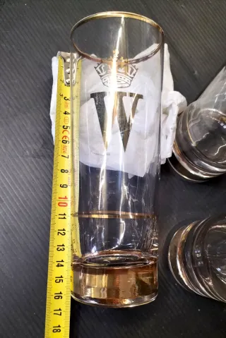 Vasos de tubo vintage con borde dorado