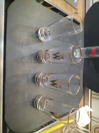 Vasos de tubo vintage con borde dorado