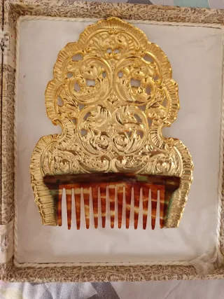 Peineta Fallera Dorada y Carey