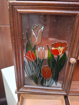 Mueble joyero madera y cristal con de tifani