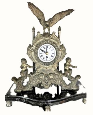 Reloj antiguo alemán plateado con águila