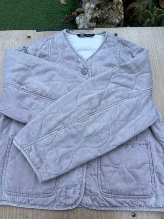 Abrigo Zara Beige Acolchado