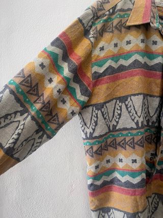 Camisa Retro Vintage Levoratio Multicolor Talla L